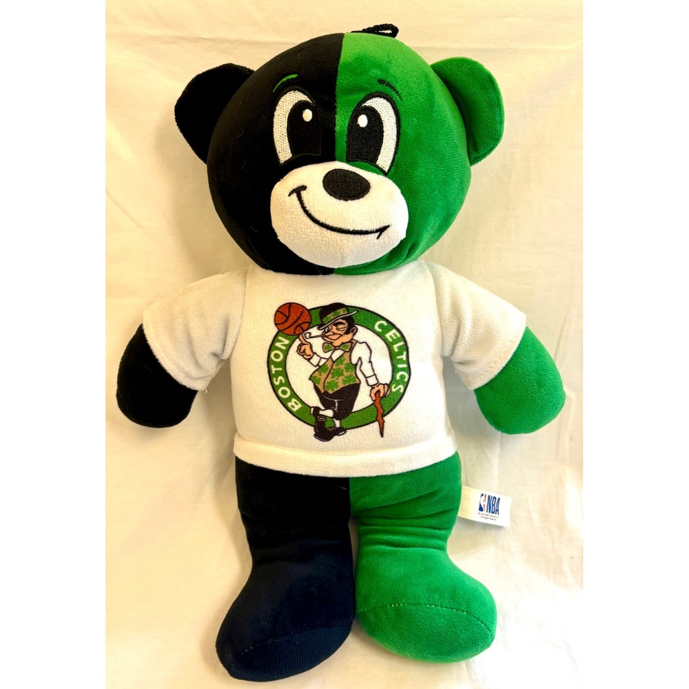 Boston Celtics NBA Plush Teddy Bear Green Black Split Color Leprechaun Logo 2022